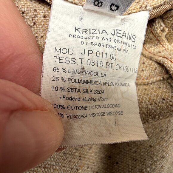 EUC Vintage Krizia Jeans Wool Blend Cream Tweed Pants with Front Slits - Picture 11 of 11